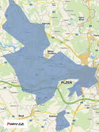 Mapa pokrytí levným a rychlý internetem v Plzni- Valše 